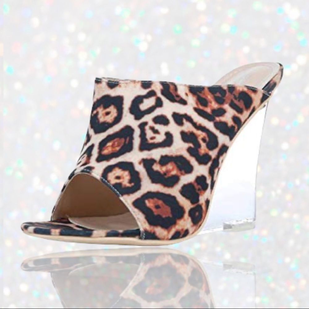 Lemonade Cotton Candy Leopard Clear Wedges